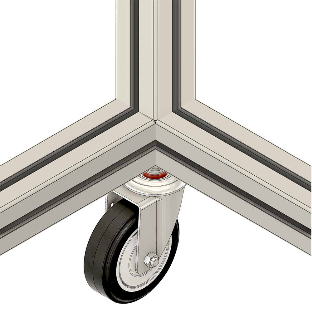 31-SM10D4-7 MODULAR SOLUTIONS ALUMINUM CASTER<br>4" SWIVEL, M10 STEM W/LOCK